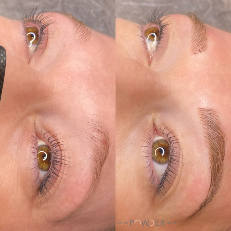 Before and after microblading brows in Dayton, Ohio